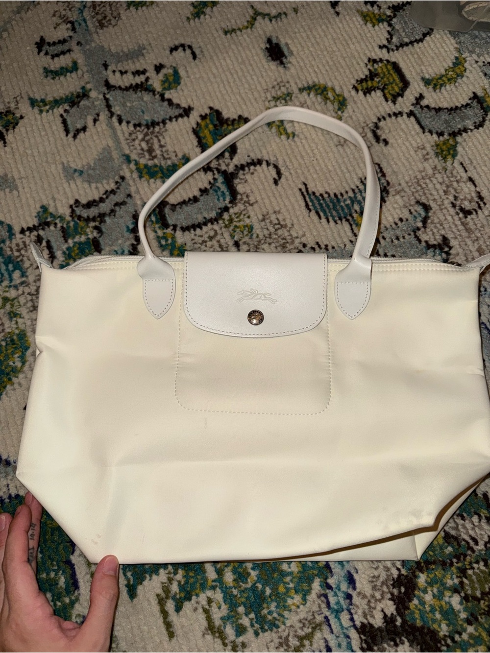 Longchamp Medium White Tote Bag